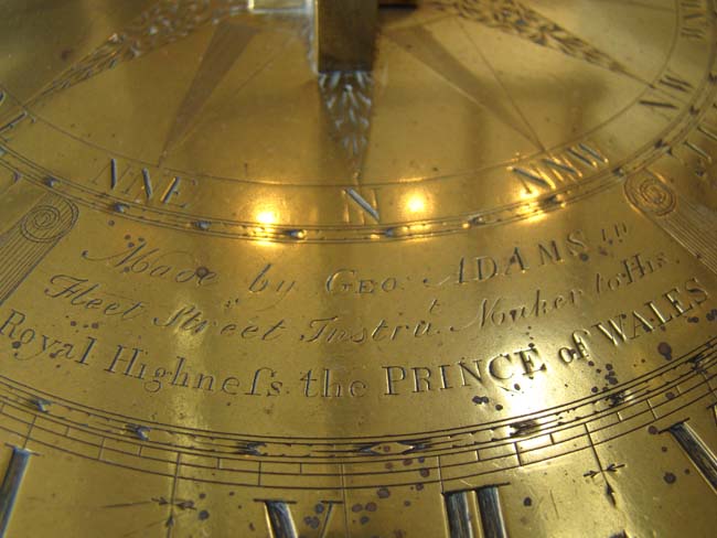 An Important engraved brass Sundial by George Adams, Maker to His Royal Highness, circa 1760. — image 3